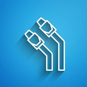 White line LAN cable network internet icon isolated on blue background. Long Stock Illustration