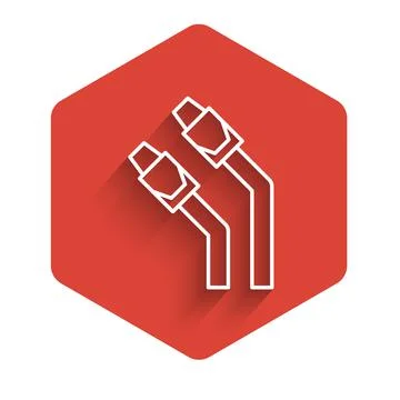 White line LAN cable network internet icon isolated with long shadow background Stock Illustration