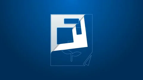 White line Leaf document icon isolated on blue background. Nature file icon. 4K Video stock 144222703