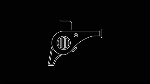 White line Leaf garden blower icon isolated on black background. 4K Video motion Stock Footage 161993825