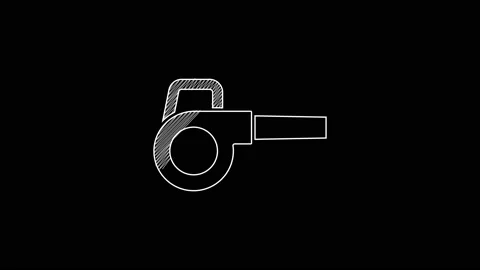 White line Leaf garden blower icon isolated on black background. 4K Video motion Stock Footage 203326624