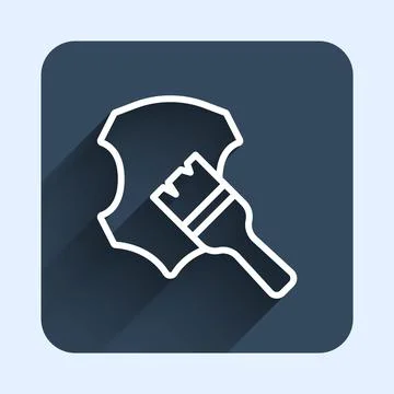 White line Leather icon isolated with long shadow background. Blue square but Stock Illustration