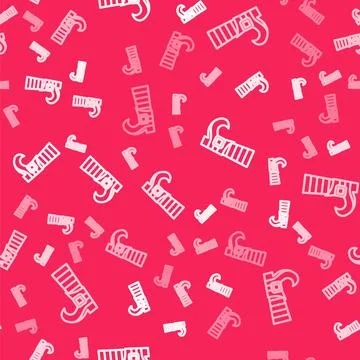 White line Leprechaun boot icon isolated seamless pattern on red background.  Stock Illustration