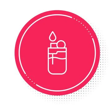 White line Lighter icon isolated on white background. Red circle button. Vector Stock Illustration