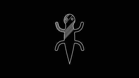 White line Lizard icon isolated on black background. 4K Video motion graphic Stock Footage 203379886