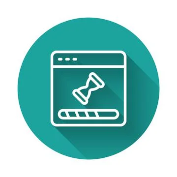 White line Loading a data window with a progress bar icon isolated with long Illustrazione stock