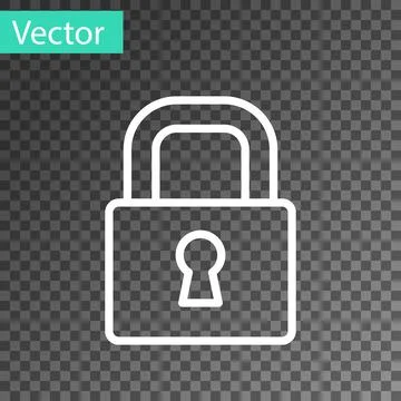 White line Lock icon isolated on transparent background. Padlock sign. Security Stock Illustration