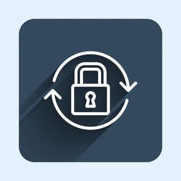 White line Lock icon isolated with long shadow background. Padlock sign Stock Illustration