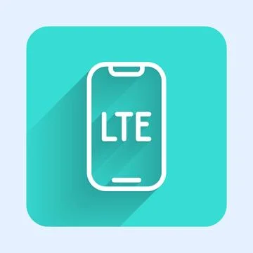 White line LTE network icon isolated with long shadow background. Green squ.. Stock-Illustration