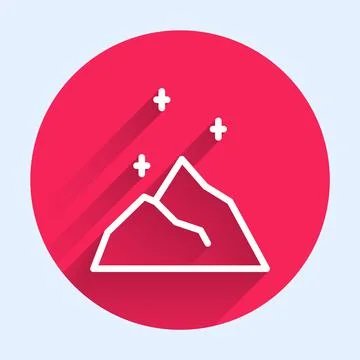 White line Magic powder icon isolated with long shadow. Red circle button Stock Illustration
