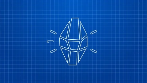 White line Magic stone icon isolated on blue background. Fantasy crystal Video stock 169320171