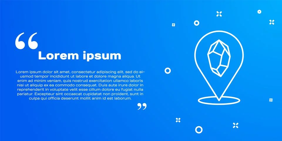 White line Magic stone icon isolated on blue background. Fantasy crystal Illustrazione stock