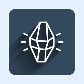 White line Magic stone icon isolated with long shadow background. Fantasy Stock Illustration
