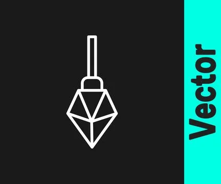 White line Magic stone icon isolated on black background. Fantasy crystal. .. Illustrazione stock