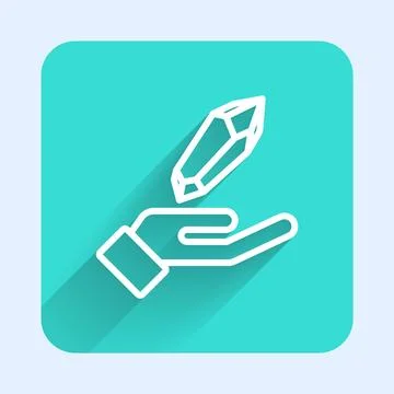 White line Magic stone icon isolated with long shadow background. Fantasy c.. イラスト素材