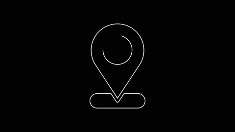 White line Map pin icon isolated on black background. Navigation, pointer Stock Footage 167592759