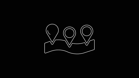 White line Map pin icon isolated on black background. Navigation, pointer Stock Footage 167602168