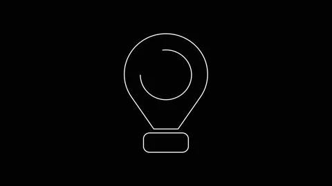 White line Map pin icon isolated on black background. Navigation, pointer Stock Footage 167602470