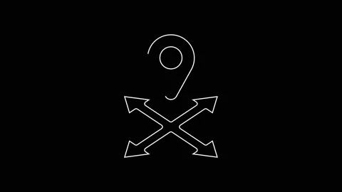 White line Map pin icon isolated on black background. Navigation, pointer Stock Footage 167602546
