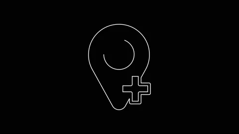 White line Map pin icon isolated on black background. Navigation, pointer Stock Footage 167602796