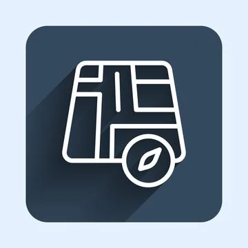 White line Map pointer with taxi car icon isolated with long shadow background Stock Illustration