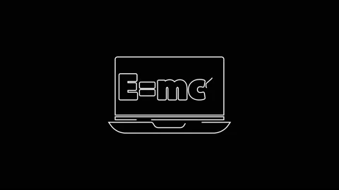 White line Math system of equation solution on laptop icon isolated on black Stock Footage 138763879