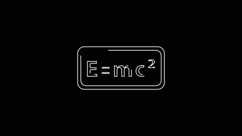 White line Math system of equation solution icon isolated on black background. E Stock Footage 138763908