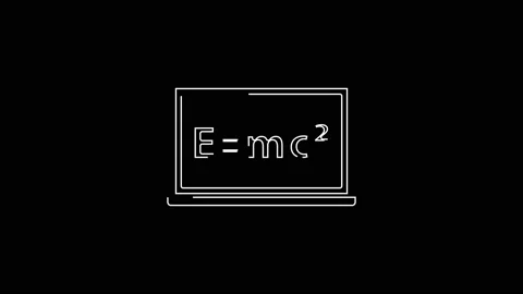 White line Math system of equation solution on chalkboard icon isolated on black Stock Footage 138764038
