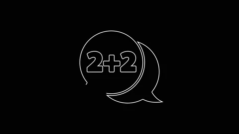 White line Math system of equation solution on speech bubble icon isolated on Stock Footage 161992485
