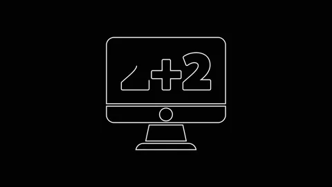 White line Math system of equation solution on computer monitor icon isolated on Stock Footage 161992594
