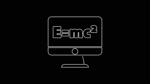 White line Math system of equation solution on computer monitor icon isolated on Stock Footage 167587662