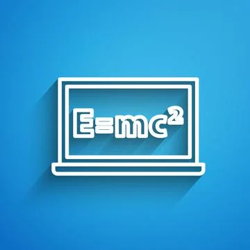 White line Math system of equation solution on chalkboard icon isolated on blue Stockillustratie