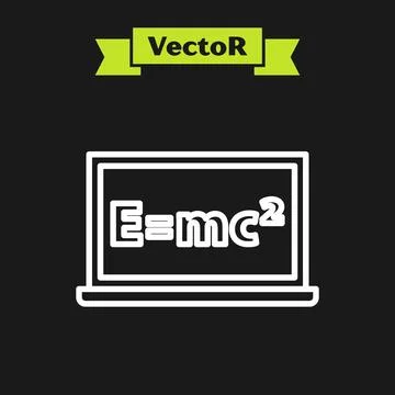 White line Math system of equation solution on chalkboard icon isolated on black Illustrazione stock