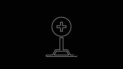 White line Medical map pointer with cross hospital icon isolated on black Stock Footage 167602600