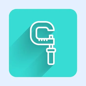 White line Micrometer icon isolated with long shadow. Measuring engineer tool Stock Illustration