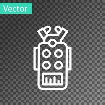 White line Microphone icon isolated on transparent background. On air radio mic 스톡 일러스트