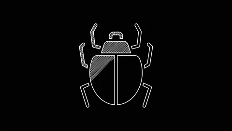 White line Mite icon isolated on black background. 4K Video motion graphic Stock Footage 203383984
