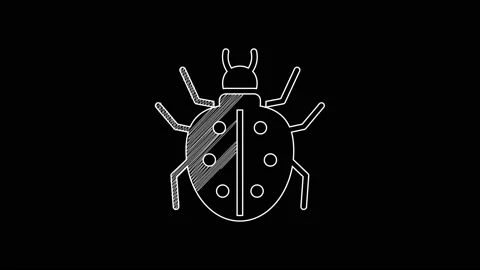 White line Mite icon isolated on black background. 4K Video motion graphic Stock Footage 203384087