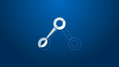 White line Molecule icon isolated on blue background. Structure of molecules in Video stock 144293270