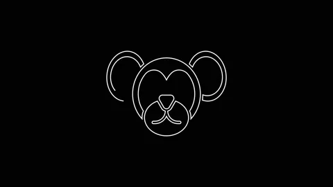 White line Monkey icon isolated on black background. Animal symbol. 4K Video Stock Footage 167598158
