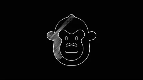 White line Monkey icon isolated on black background. Animal symbol. 4K Video Stock Footage 203626872