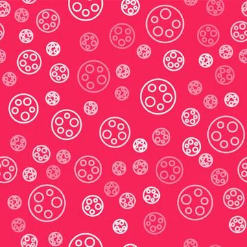 White line Moon icon isolated seamless pattern on red background. Vector Stock Illustration
