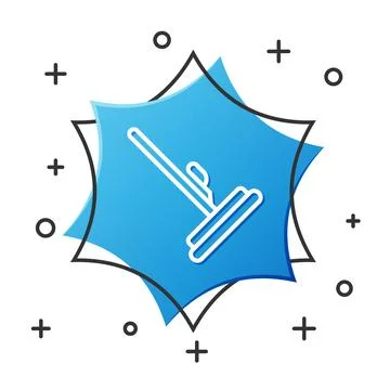 White line Mop icon isolated on white background. Cleaning service concept. Blue Illustration