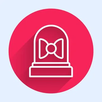 White line Motion sensor icon isolated with long shadow. Red circle button Stock Illustration