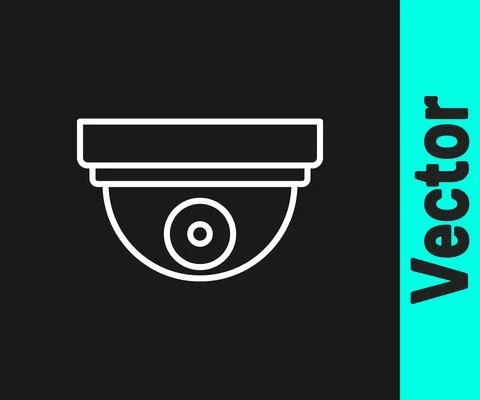 White line Motion sensor icon isolated on black background. Vector Stock Illustration