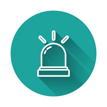 White line Motion sensor icon isolated with long shadow. Green circle button Illustrazione stock