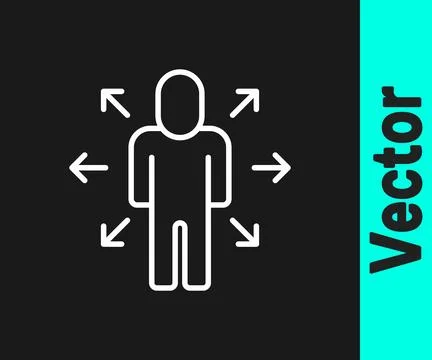 White line Multitasking manager working icon isolated on black background. .. Illustrazione stock