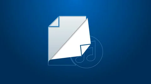 White line Music book with note icon isolated on blue background. Music sheet Stock Footage 144078802