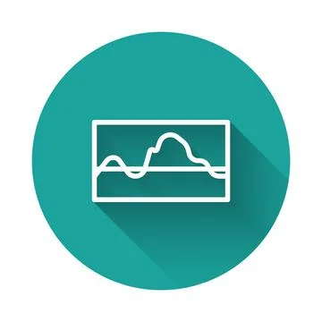 White line Music wave equalizer icon isolated with long shadow. Sound wave. A Stockillustratie