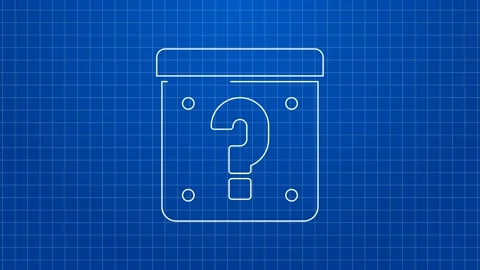 White line Mystery box or random loot box for games icon isolated on blue Stock Footage 169320229